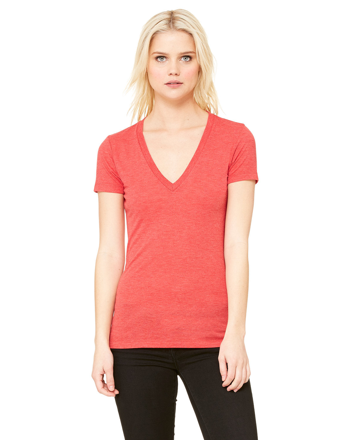 Bella + Canvas 8435 Women's Tri-Blend Short Sleeve V-Neck T-Shirt - Soft & Comfortable Casual Tee for Everyday Wear, Gym, and Outfits