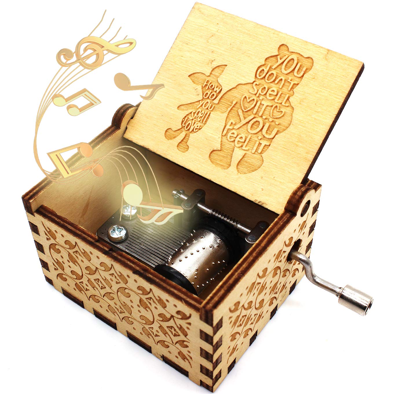 UKEBOBO Handcrafted Wooden Music Box - Winnie the Pooh Musical Gift Box for Friends, Christmas, Holiday & New Year - 1 Set (08) - Perfect for Birthday Gifts, Anniversary Presents & Home Decor