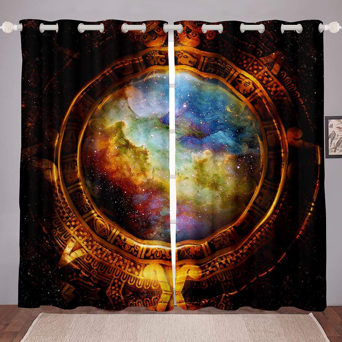 Erosebridal Galaxy Starry Sky Blackout Curtains - Outer Space Universe Window Drapes with Grommet Top for Kids Room & Living Room (76x54 Inches) | Perfect for Nursery Decor, Bedroom Darkening & Space-Themed Home Decor