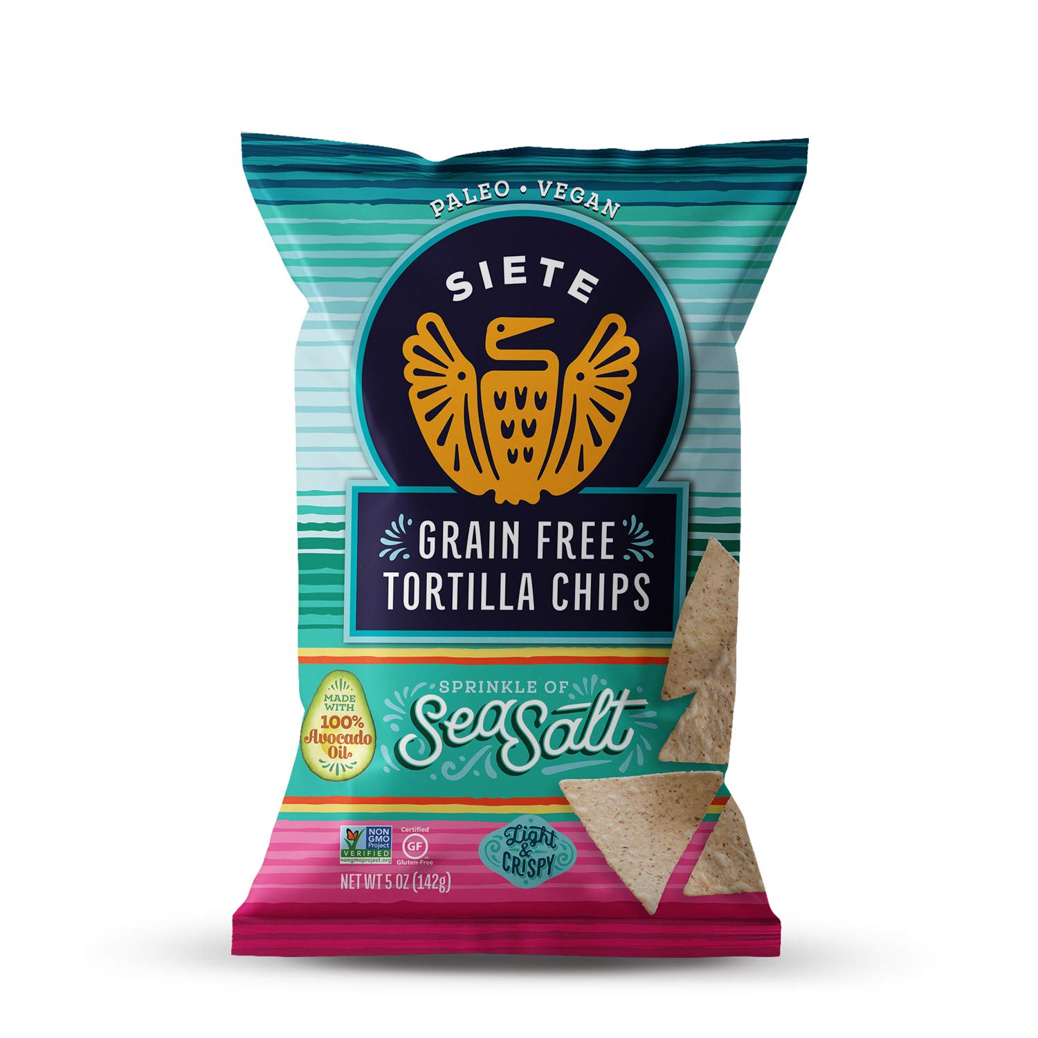 Siete Grain Free Tortilla Chips - Gluten Free, Paleo & Vegan Snacks - Non GMO, Sea Salt - 5oz (Pack of 12) - Perfect for Keto Diet, Healthy Snacking & Party Platters
