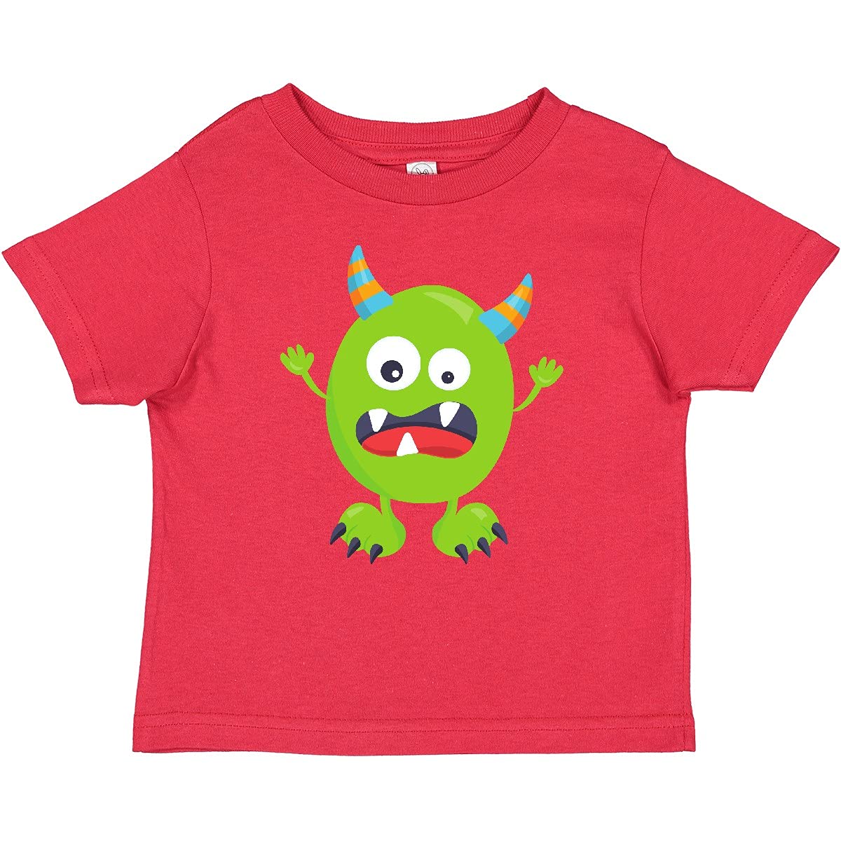 Inktastic Cute Green Monster Funny Horns Baby T-Shirt - Soft Cotton Toddler Tee for Playdates, Halloween Costumes & Everyday Fun Outfits