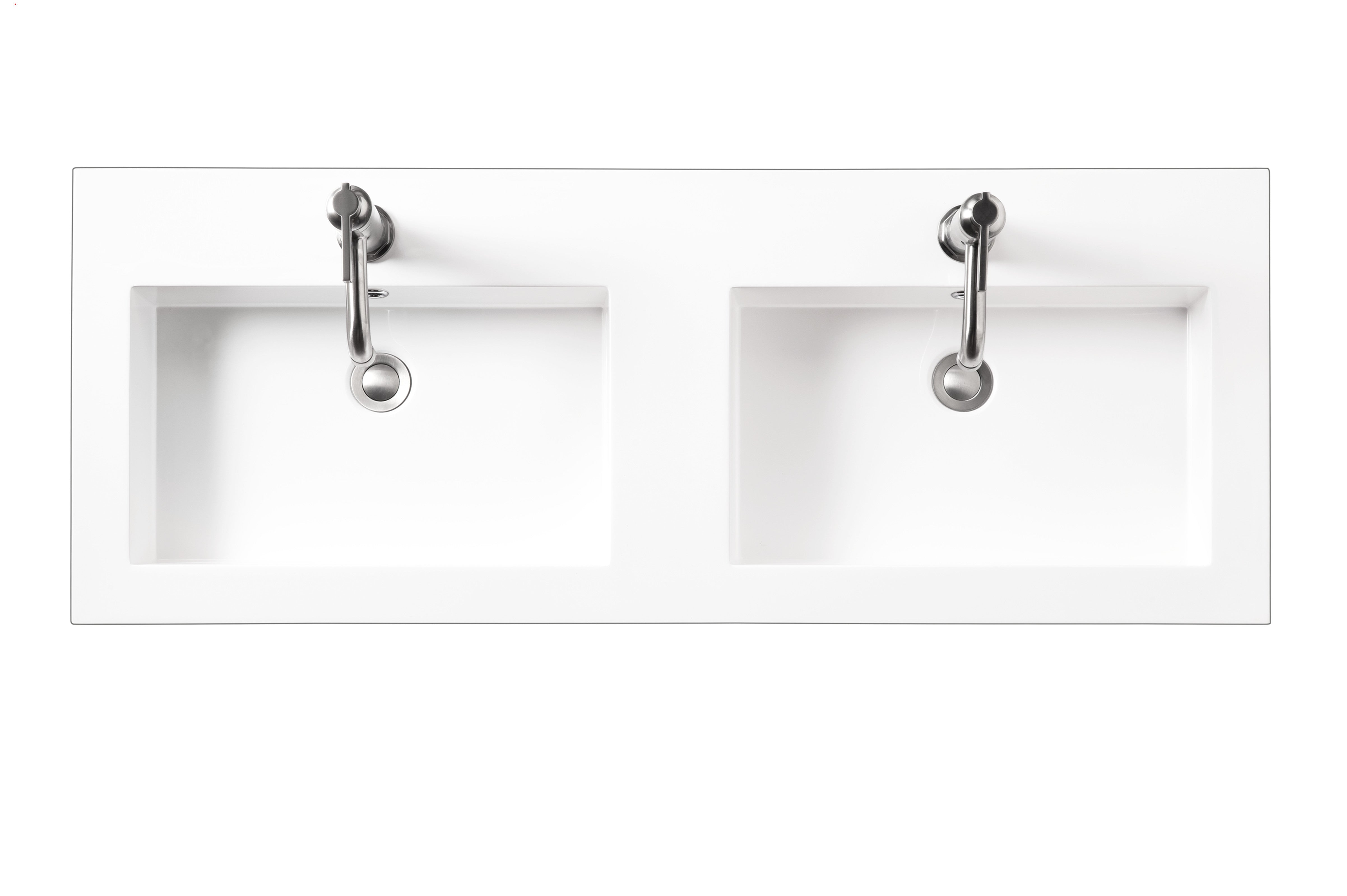 Premium White Glossy Composite Countertop with Double Basin Sink - 47