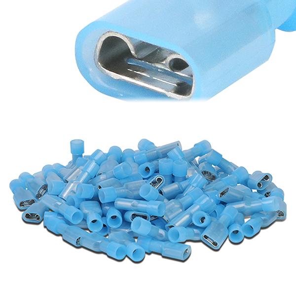 100Pcs 14-18 Gauge Blue Female Spade Quick Disconnect Terminals - Perfect for Automotive Wiring, DIY Electrical Projects & Appliance Repairs