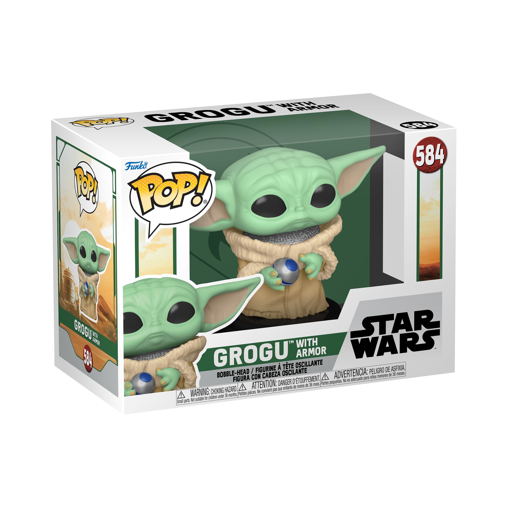 Funko Pop! Star Wars: The Book of Boba Fett - Grogu (The Child, Baby Yoda) with Armor - Collectible Vinyl Figure - Official Merchandise - Perfect Gift for TV Fans & Star Wars Collectors - Great for Display, Gifting, and Home Decor
