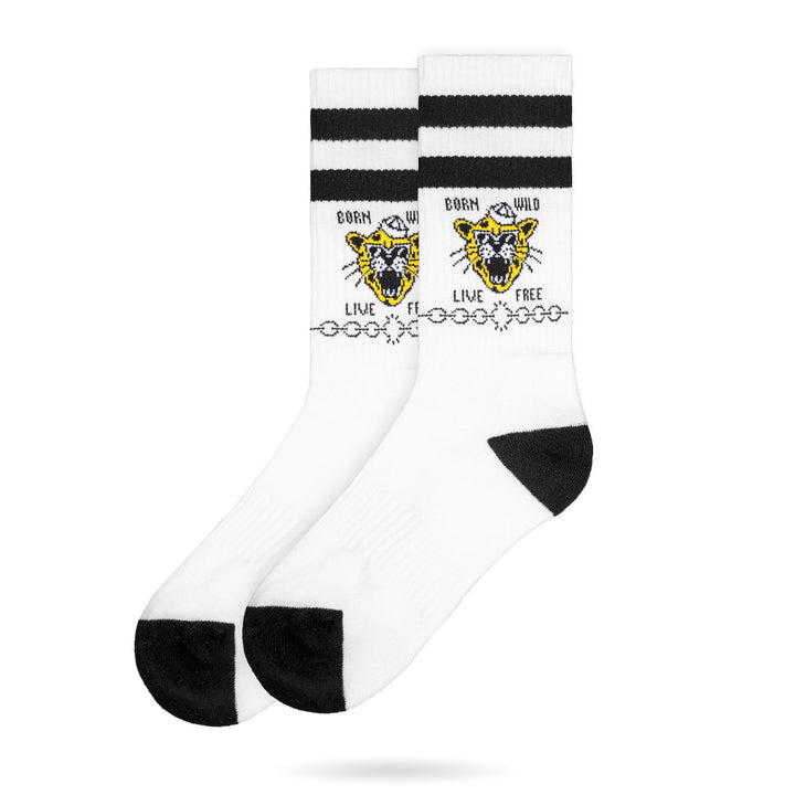 American Socks Born Wild Mid High - Comfortable Cotton Crew Socks for Men & Women - Perfect for Hiking, Running and Outdoor Activities