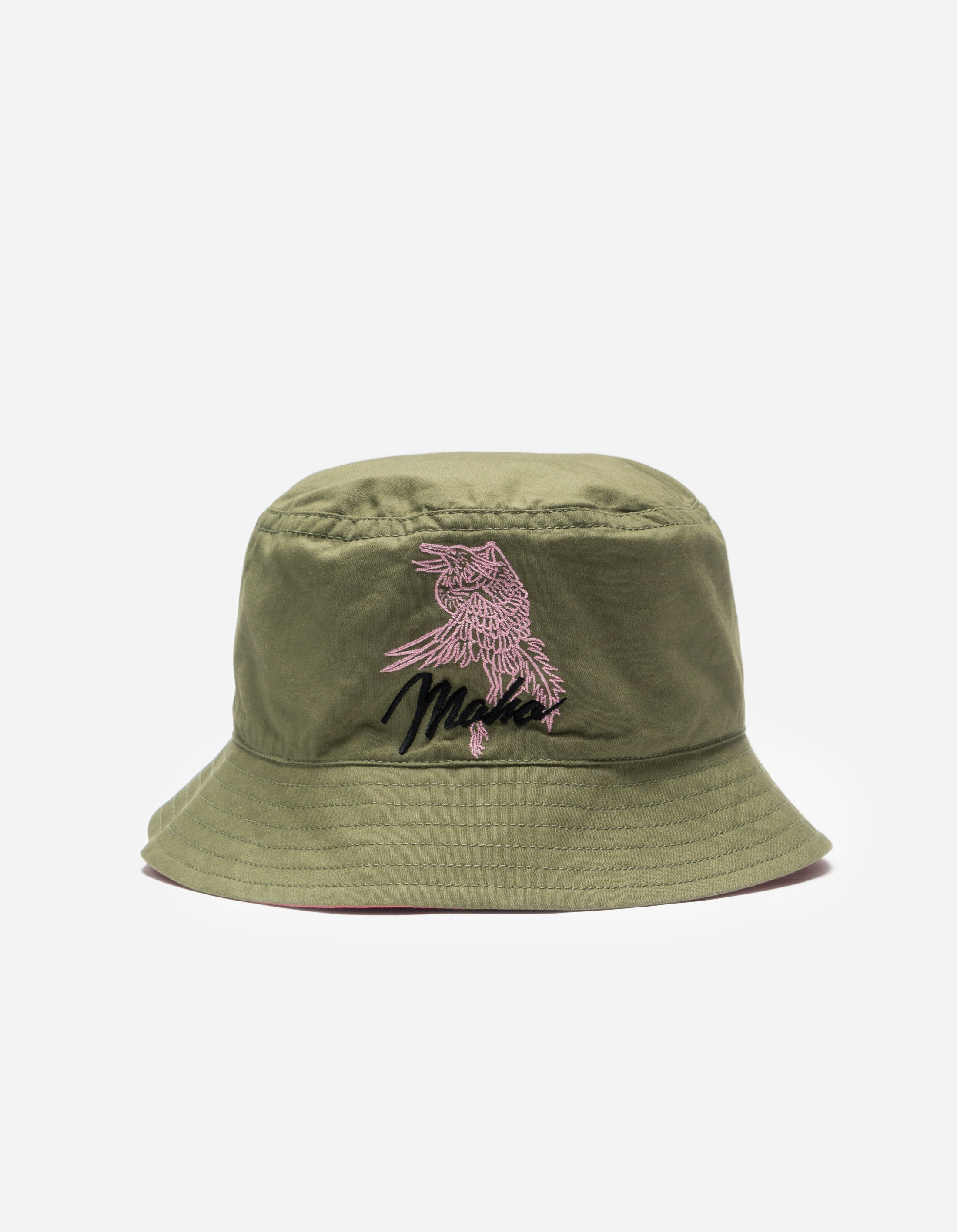 Reversible Crow & Heron Bucket Hat - Olive OG 107F/Pink - Unisex Sun Protection for Outdoor Activities, Fishing & Hiking