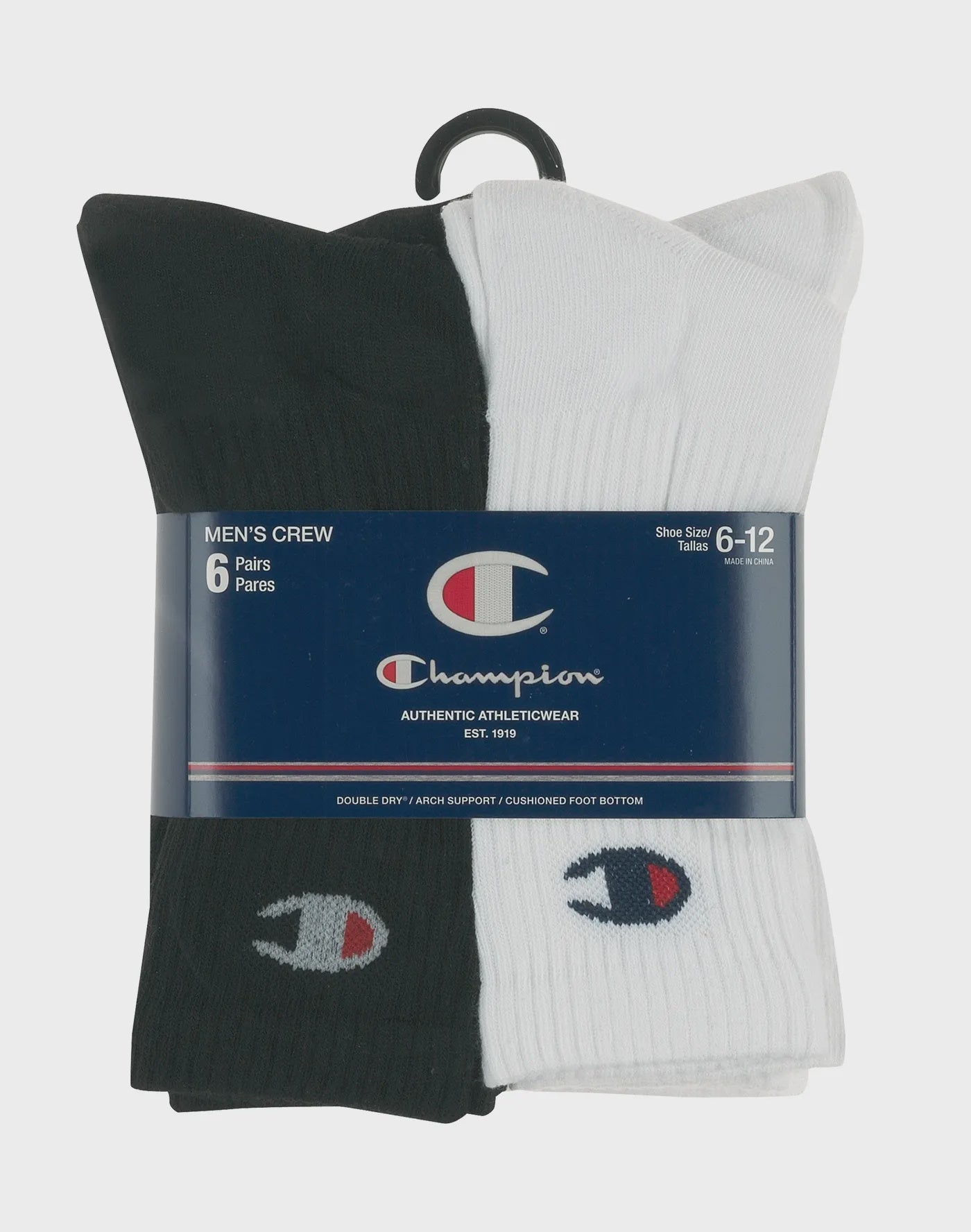 Champion 6-Pack Crew Socks for Men & Women - Comfortable Cotton Athletic Socks for Running, Gym, Workout & Everyday Wear