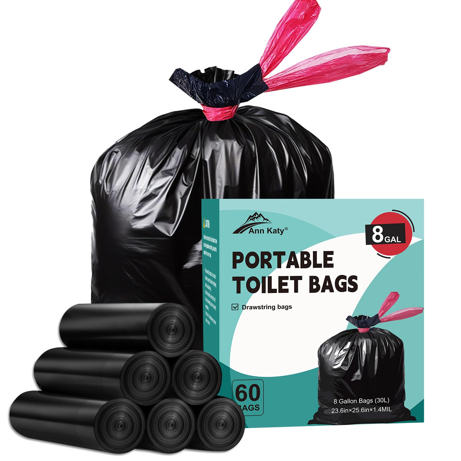 8 Gallon Portable Toilet Bags with Drawstring - Leak-Proof Camping Toilet Waste Bags for Hiking, Travel, Emergency & Outdoor Activities | Ideal for Camping Trips, Road Trips & Disaster Preparedness Kits