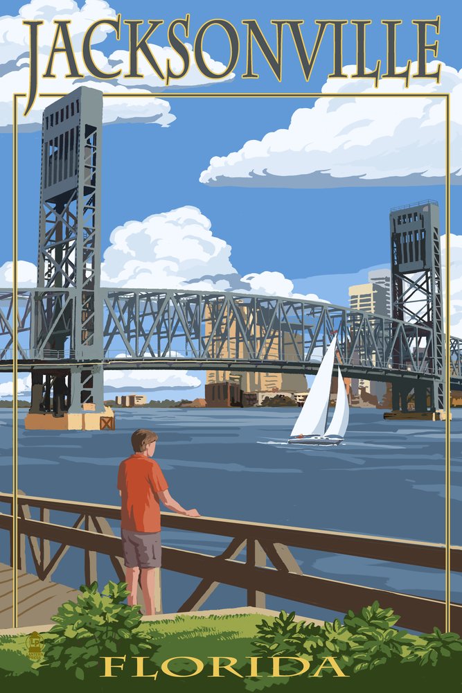 Jacksonville Florida Bridge Metal Wall Art - 24x36 Gallery Quality Aluminum Decor for Home & Office - Perfect for Living Room, Bedroom, or Office Wall Decor