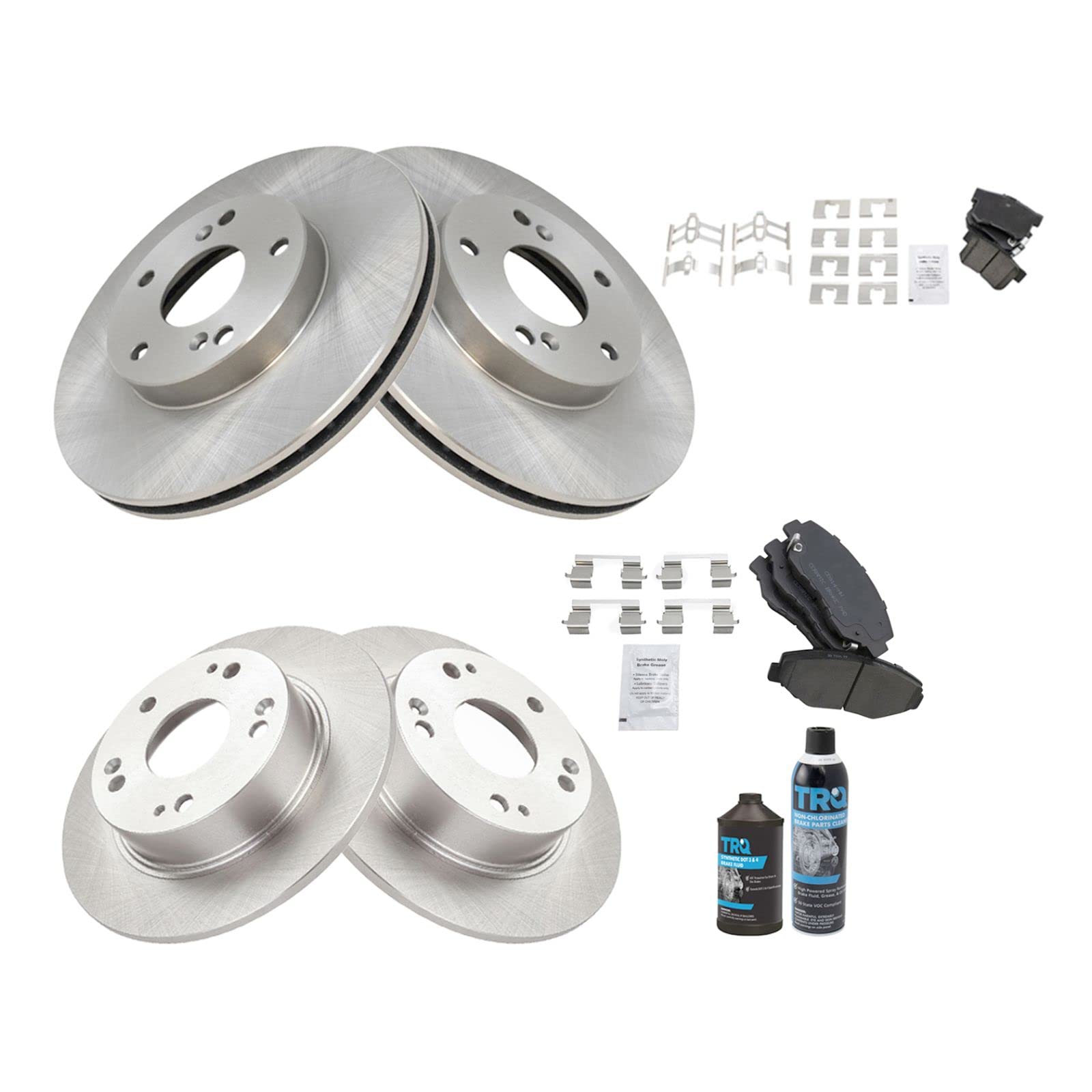 High-Performance Front & Rear Ceramic Brake Pads & Rotors Kit for 2003-2007 Honda Accord - Includes Brake Chemical Kit for Smooth, Quiet Stops - Perfect for Daily Commuting & Highway Driving