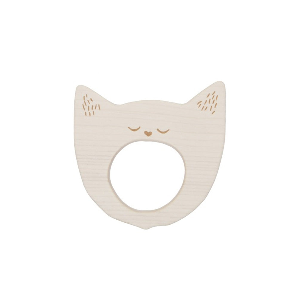 Wooden Story Soother Yawning Cat - Handmade Wooden Baby Teether for Infants & Toddlers - Perfect for Teething Relief & Sensory Play at Home or On-the-Go