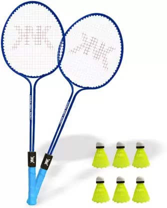 KNK Badminton Racket Set - 2 Racquets + 6 Nylon Shuttlecocks - Premium Badminton Kit for Beginners & Professionals - Perfect for Indoor/Outdoor Play, Backyard Games & Gym Training