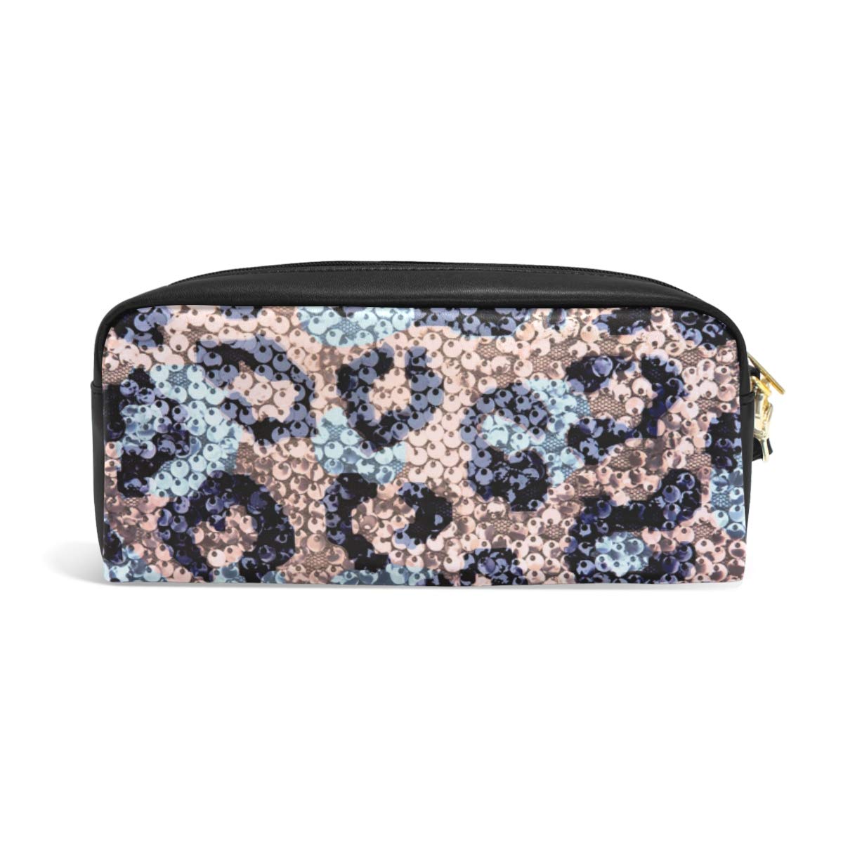 Linomo Snake Print Leather Pencil Case - Animal Print Zippered Pen Pouch for School, Office & Travel - Compact Makeup Brush & Cosmetic Organizer (Perfect for Students, Professionals & On-the-Go Essentials)