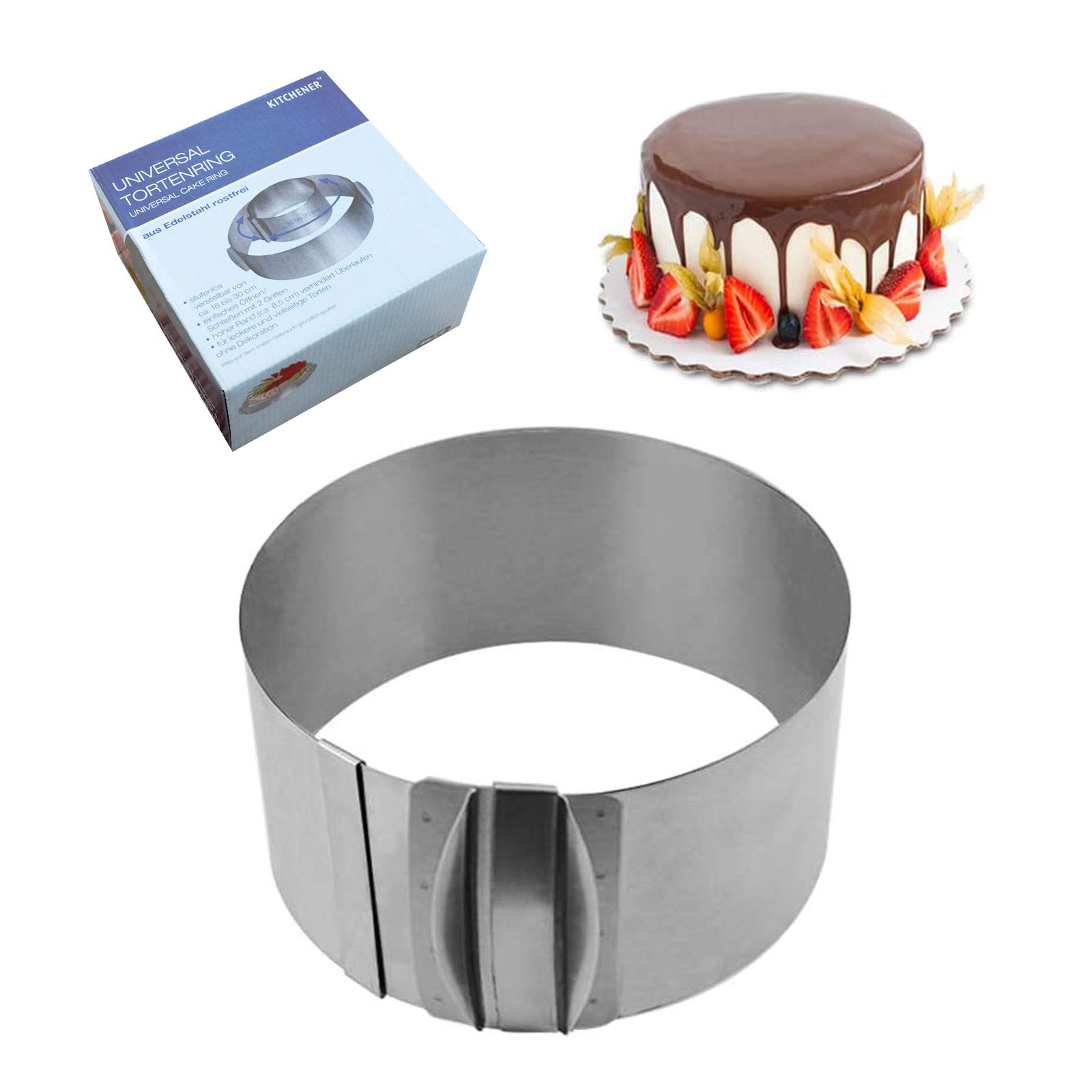 Adjustable Round Cake Ring Mold for Baking 6-12 Inches - Durable Cake Pan with Fixing Buckle for Perfect Layer Cakes, Cheesecakes & Desserts - Ideal for Home Bakers & Professional Pastry Chefs
