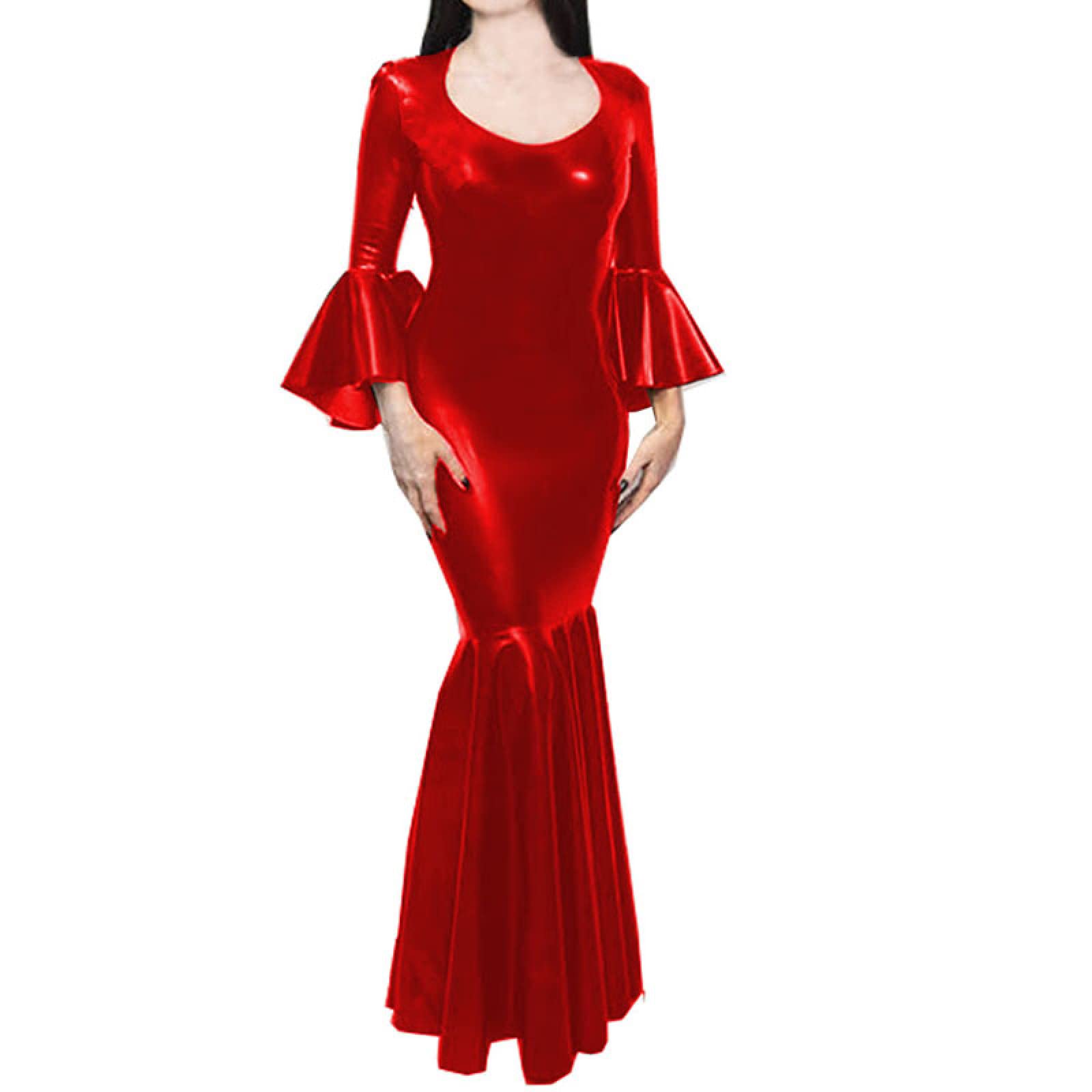 Flare Sleeve O-Neck Fishtail Evening Dress - Sexy Plus Size Bridesmaid Gown for Women | Perfect for Wedding Party, Prom Night & Formal Events