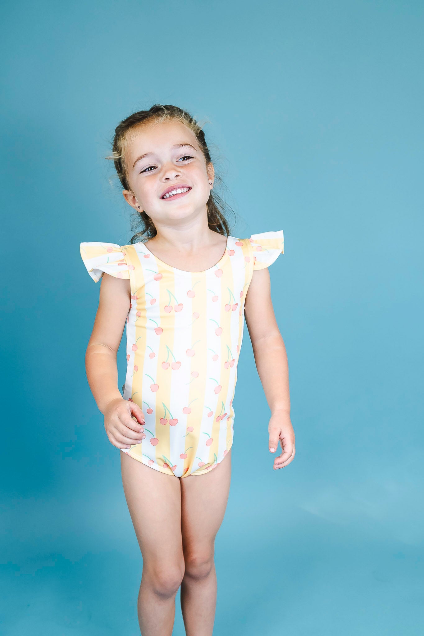 One Piece Swimsuit for Baby Girls - Cherry On Top Design - Cute & Comfortable Bathing Suit for Toddlers - Perfect for Beach, Pool & Summer Outings