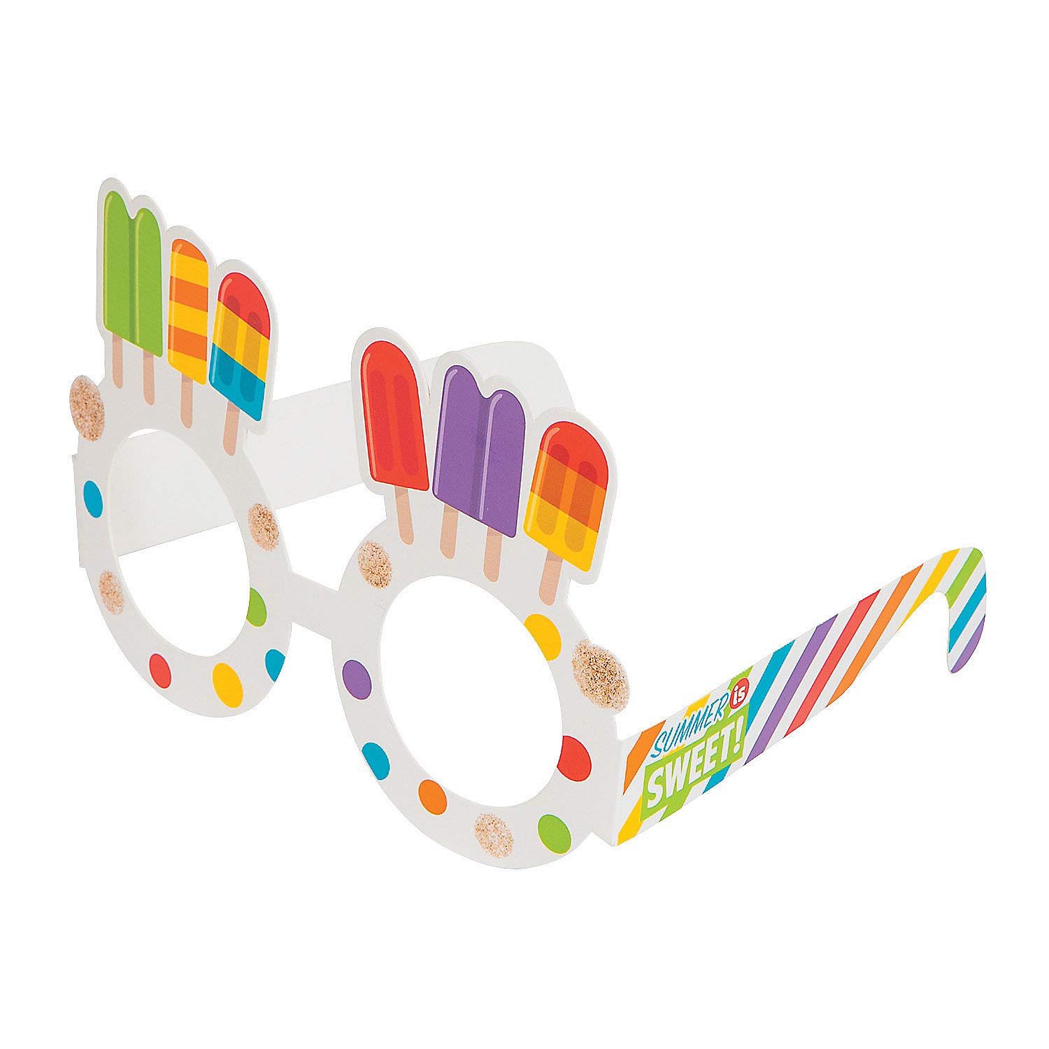 Fun Express Popsicle Party Glasses - 12 Pack Novelty Eyewear for Birthday Parties, Summer Events & Costume Accessories - Colorful Ice Cream Themed Sunglasses for Kids & Adults