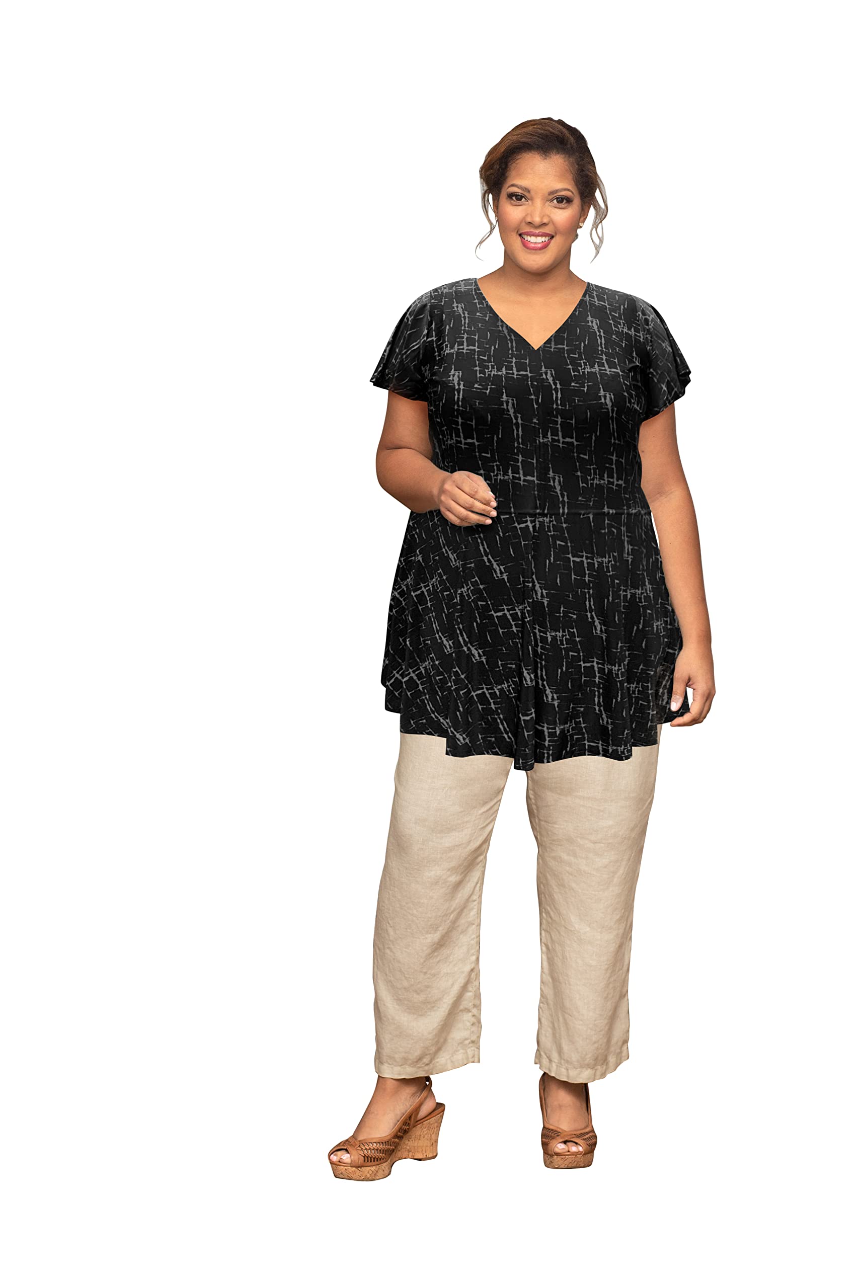 Plus Size Short Sleeve Baby Doll Top - Flattering Loose Fit Tunic for Women | Casual Summer Outfits & Layering Essentials