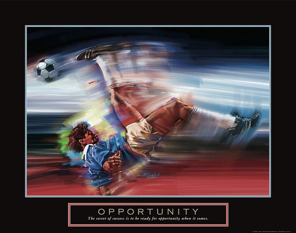 Premium Rolled Canvas Fine Art Print - Soccer Shot Action Sports Wall Decor 30x38 inches - Perfect for Living Room, Bedroom, or Game Room Decor