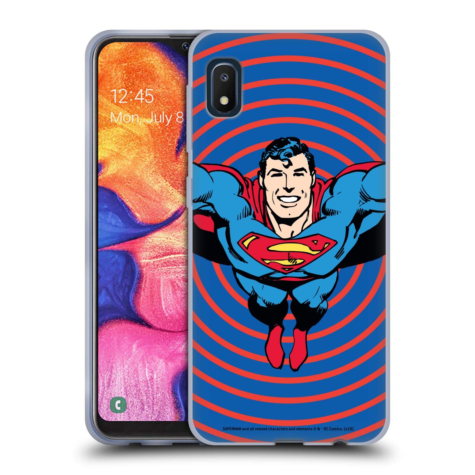 Superman DC Comics Vintage Fashion Soft Gel Case for Samsung Galaxy A10e (2019) - Officially Licensed by Head Case Designs, Durable Protection for Everyday Use