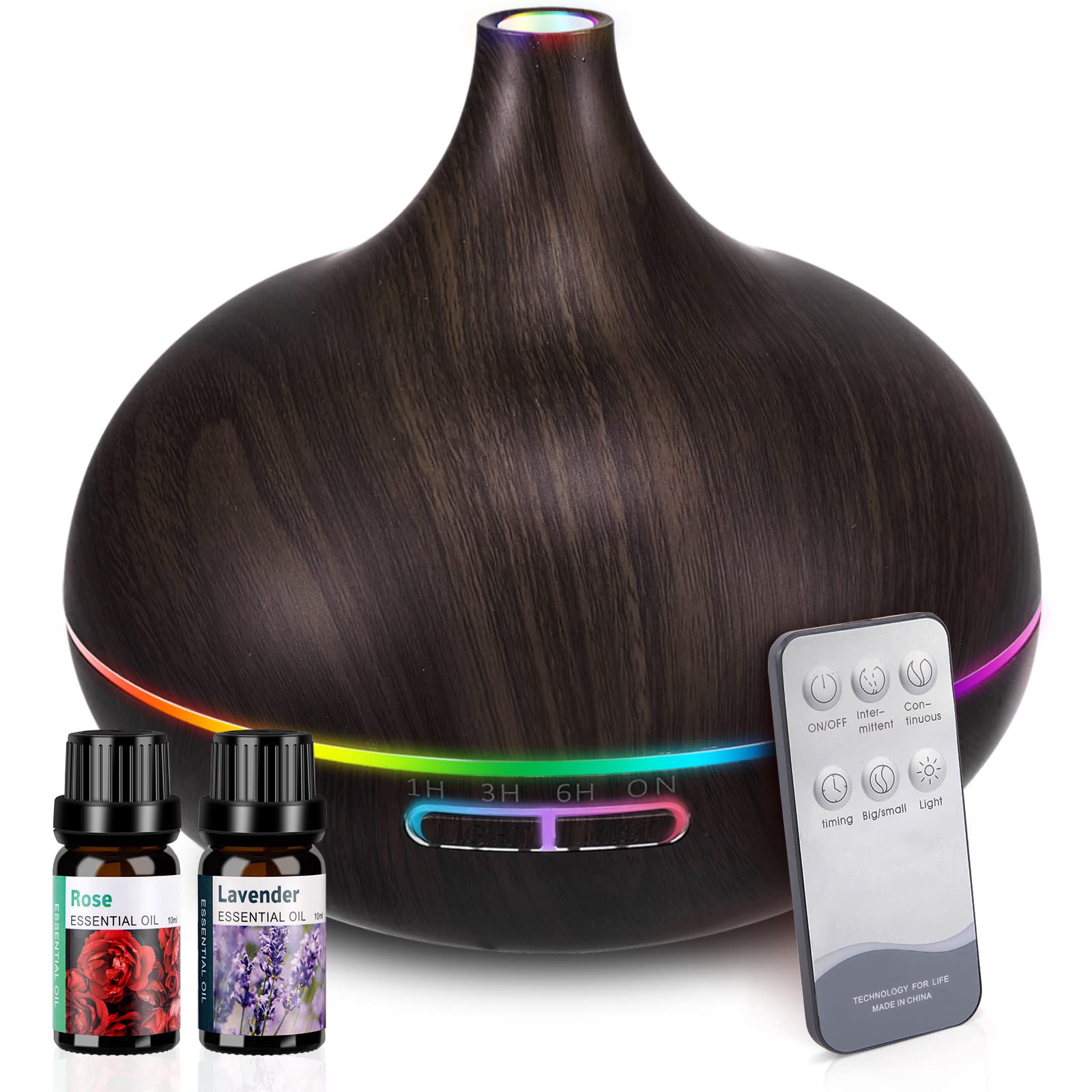 Ultrasonic Essential Oil Diffuser Humidifier - 4 Timer Settings & 7 Color LED Lights for Aromatherapy | Perfect for Home, Office, Yoga, Spa, Nursery & Study Room Relaxation