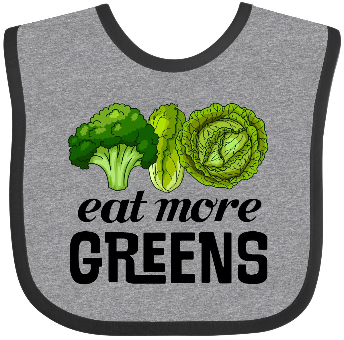 Inktastic Eat More Greens Broccoli Cabbage Baby Bib - Adorable Organic Cotton Bib for Babies & Toddlers - Perfect for Mealtime, Messy Play & Photo Shoots
