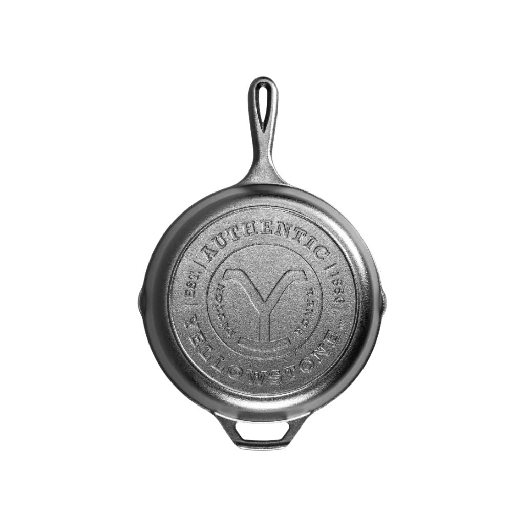 Premium 26cm Cast Iron Yellowstone Y Skillet - Heavy Duty Pre-Seasoned Skillet for Camping, Outdoor Cooking & Dutch Oven Meals