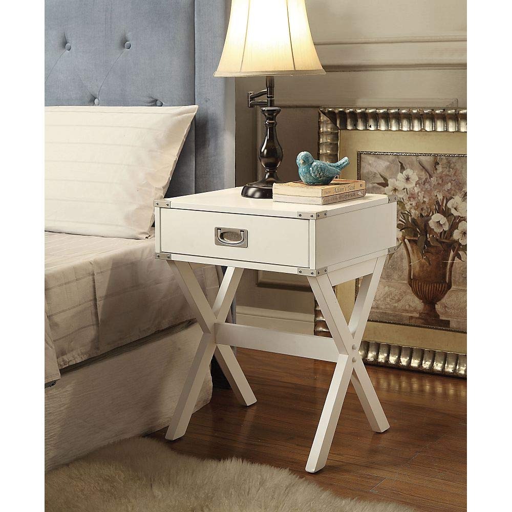 White End Table - Modern Side Table, Sofa Table & Accent Table for Living Room, Bedroom, Study & Hallway | Perfect for Small Spaces, Coffee Table Alternative & Home Decor (Model 82824)