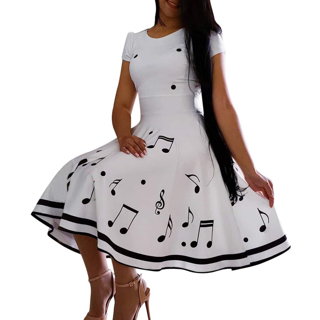 Elegant White Musical Note Evening Gown for Women - Flowy Big Wave Formal Dress for Banquet, Party & Special Occasions