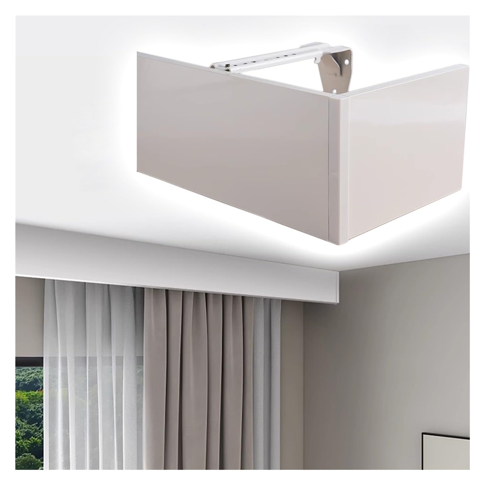 Heavy Duty Aluminum Wall Mount Curtain Pelmet Panel Box - No Tracks Cornice Board for Roller & Venetian Blinds - Ceiling Installation - Perfect for Living Room, Bedroom & Office Window Decor