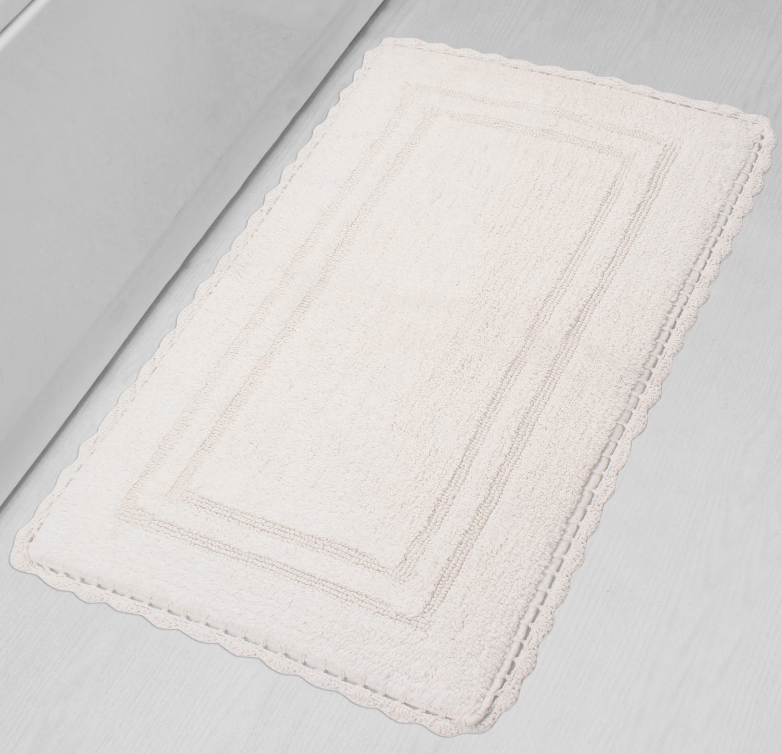 Home Weavers 100% Cotton Reversible Bath Mat Set - Extra Soft Absorbent Non-Slip Bathroom Rug & Kitchen Mat (24