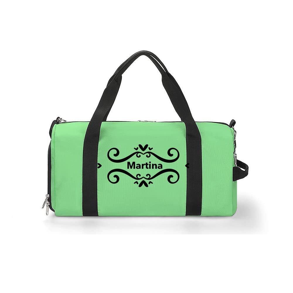 Customized Sport Duffel Bag with Shoe Compartment - Personalized Gym Bag for Men & Women - Large Travel Sports Bag for Gym, Workout, Weekend Trips (18.1 x 9 x 9.3 Inches, Pale Green) - Perfect for Fitness Enthusiasts & Travelers
