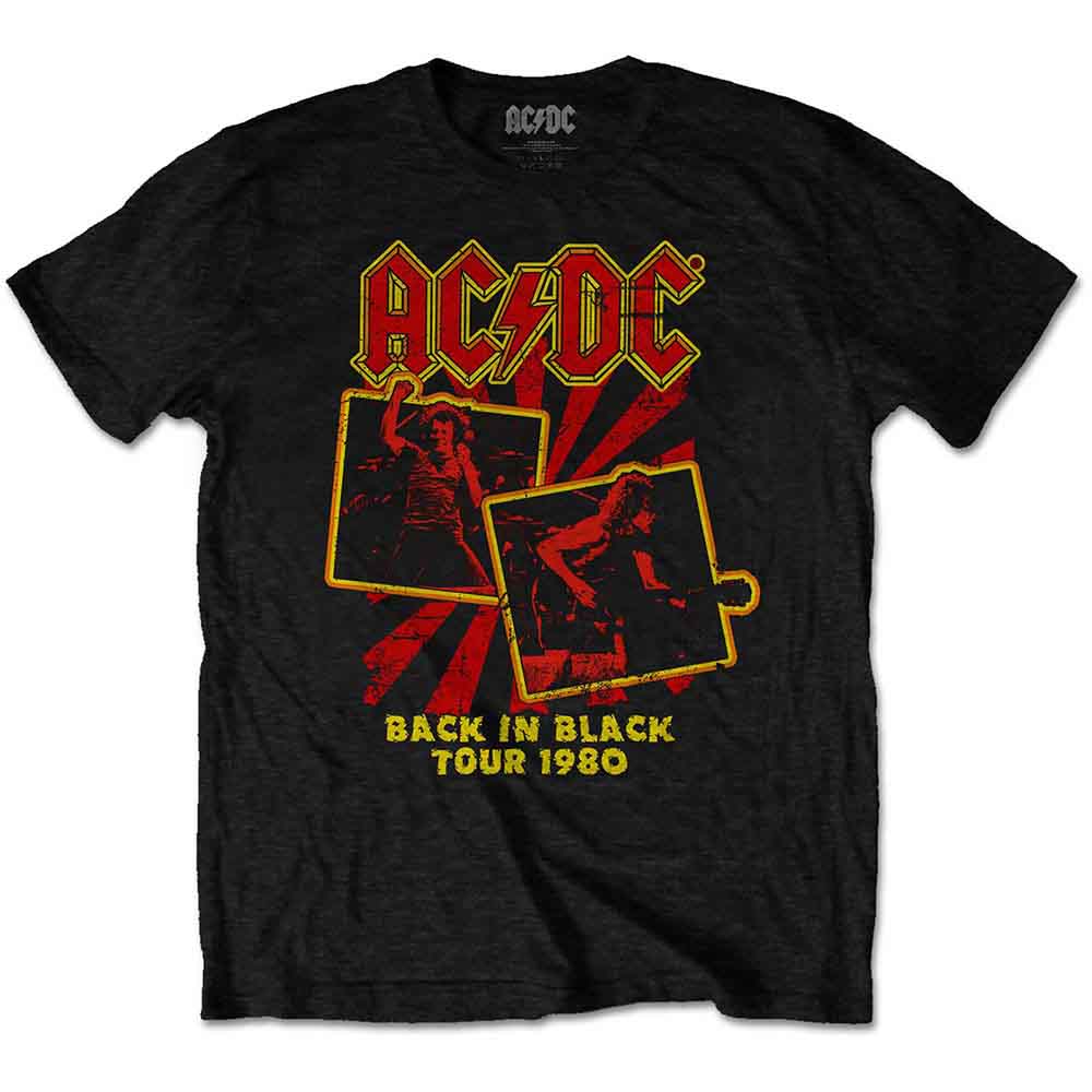 AC/DC Back in Black Tour 1980 Vintage Rock Band T-Shirt - Official Licensed Merchandise for Concerts & Music Fans