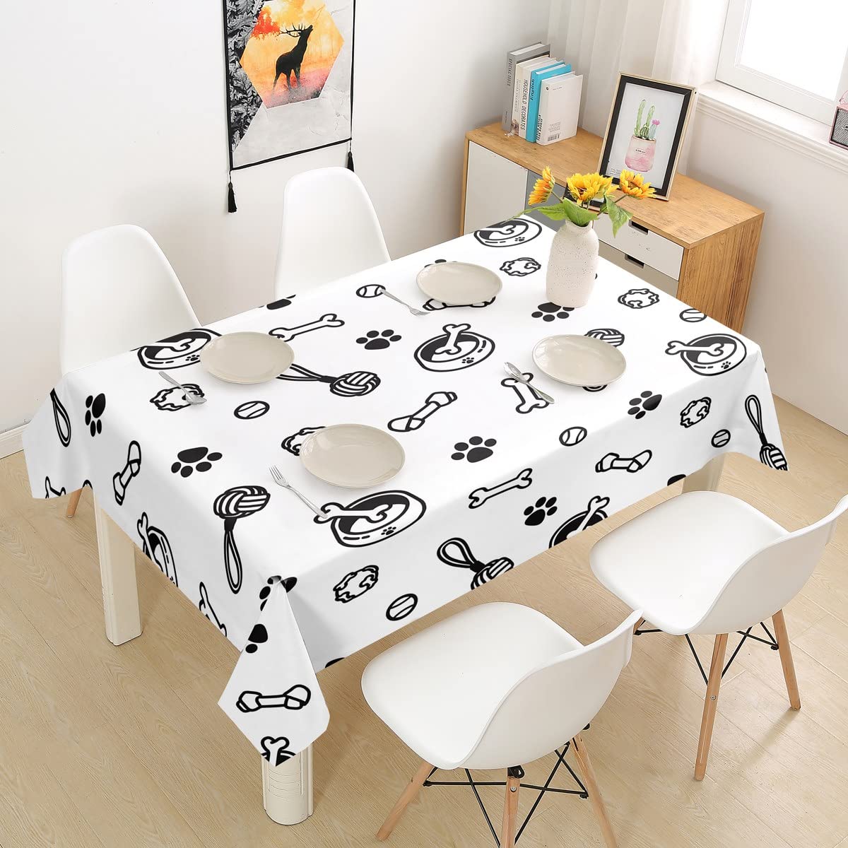 Cute Cartoon Dog Footprint Tablecloth - 55