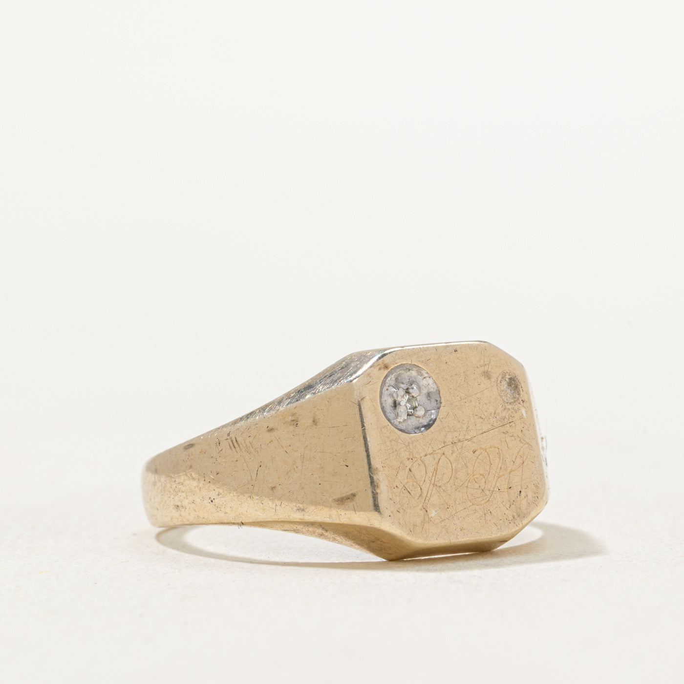 0.005ct Single Stone Diamond 'PH' Initial Signet Ring - Size 8 | Personalized Monogram Jewelry for Women | Perfect for Gifts, Engagements & Everyday Elegance