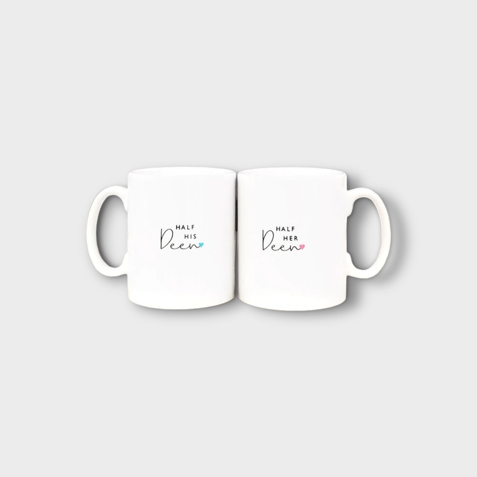 Half His Deen & Half Her Deen Minimalist Islamic Couple T-Shirts - Perfect for Muslim Weddings, Anniversaries and Romantic Couple Outfits