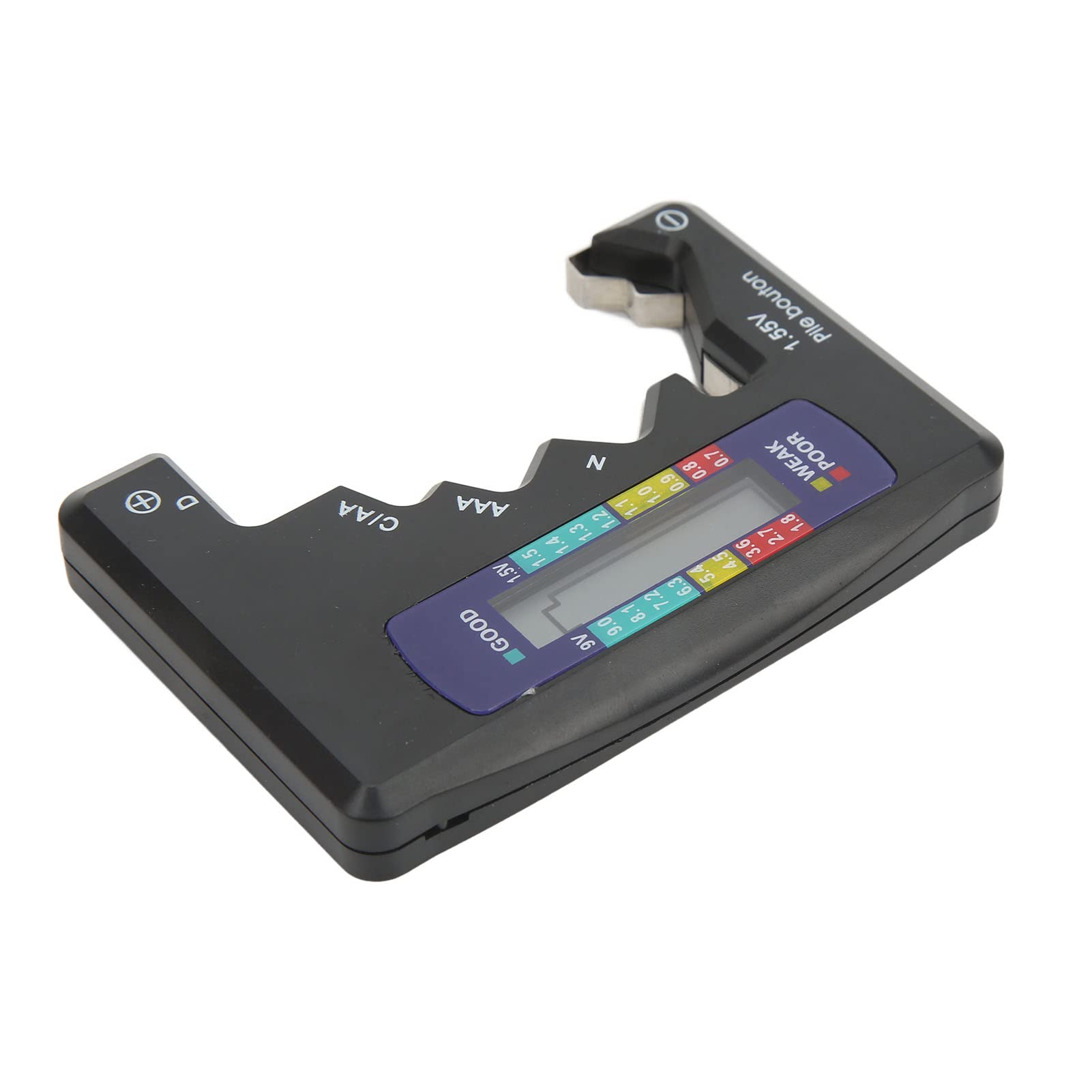 Digital Battery Capacity Tester - LCD Display for AA AAA 9V 1.5V Button Cells - Analyzes Carbon Zinc Alkaline Rechargeable Batteries (Black) - Perfect for Home Electronics, Toys, Flashlights & Emergency Kits