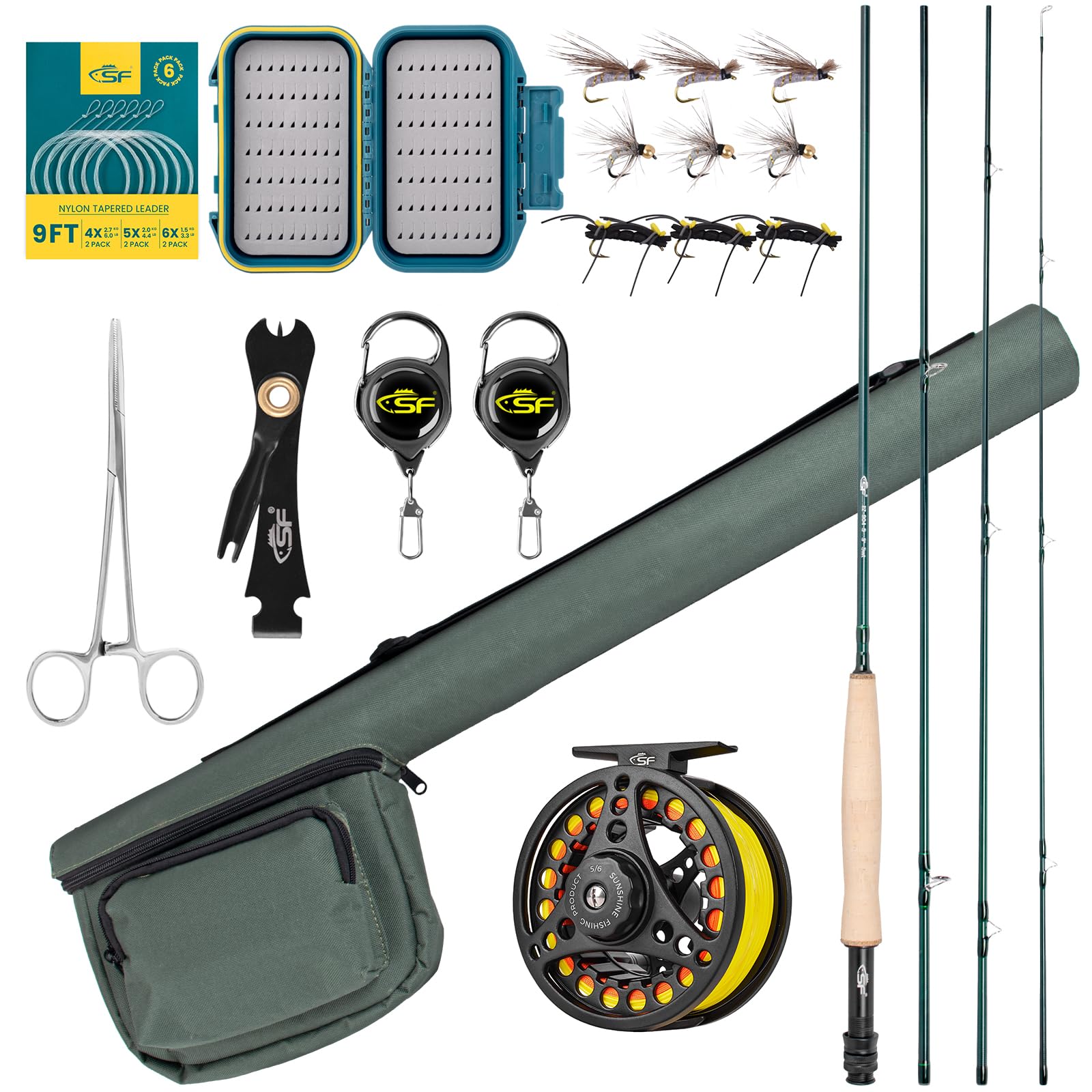 Premium SF Fly Fishing Rod Combo Starter Kit - 24T Carbon Fiber Travel Rod with Reel, Case, Fly Box, Flies & Tools for Trout Fishing | Ideal for Beginners & Travel Enthusiasts | Perfect for Mountain Streams & Freshwater Fishing Adventures