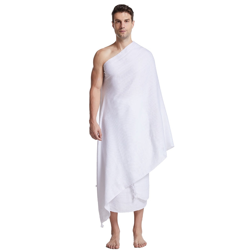 2 Pieces Men's Hajj Umrah Ihram Clothing Set - White Cotton Pilgrimage Garment for Islamic Rituals | Perfect for Hajj, Umrah & Religious Ceremonies