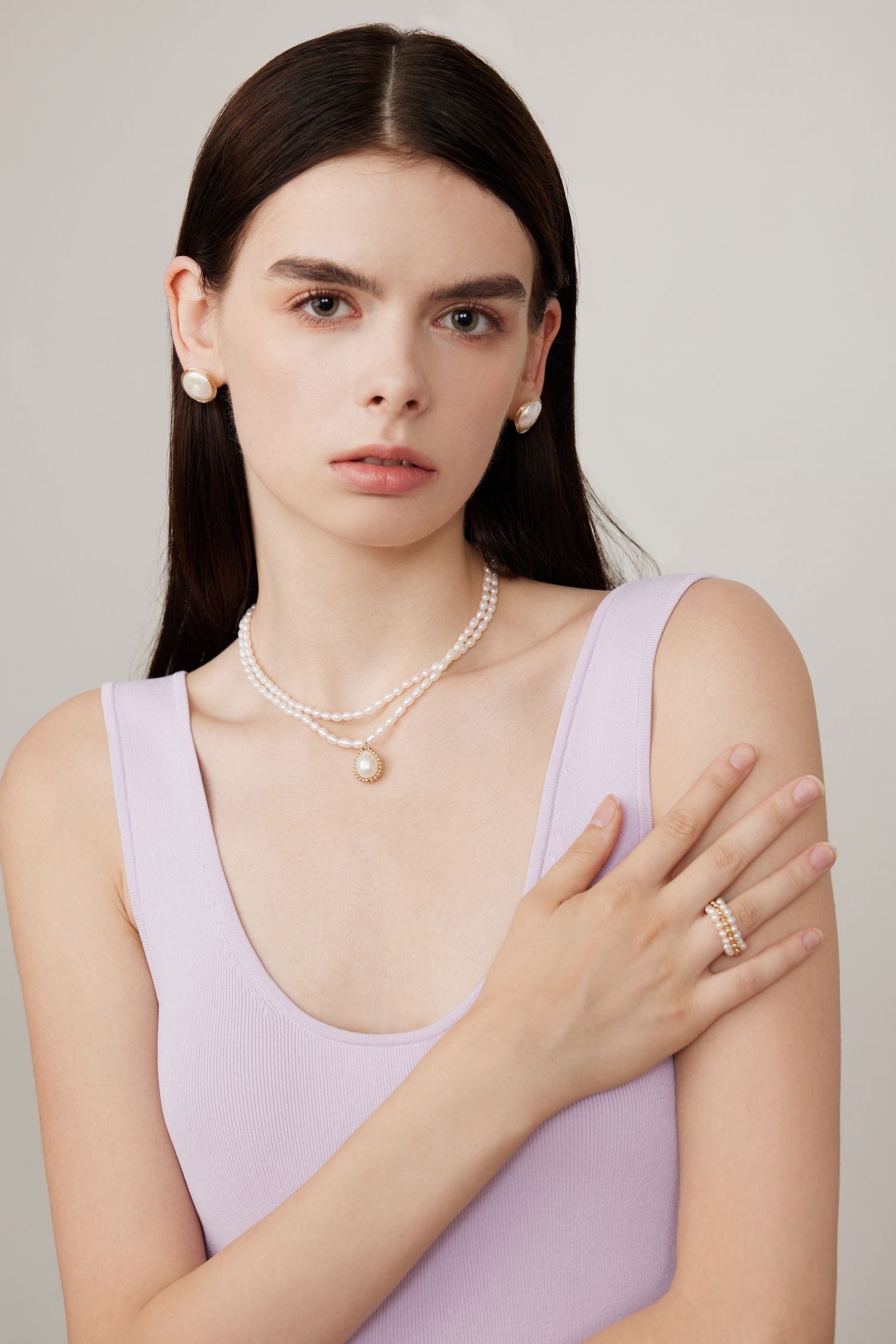 COCOKIM Double Layer Pearl Necklace with Embellishments - Elegant Jewelry for Women, Perfect for Weddings, Parties, and Special Occasions