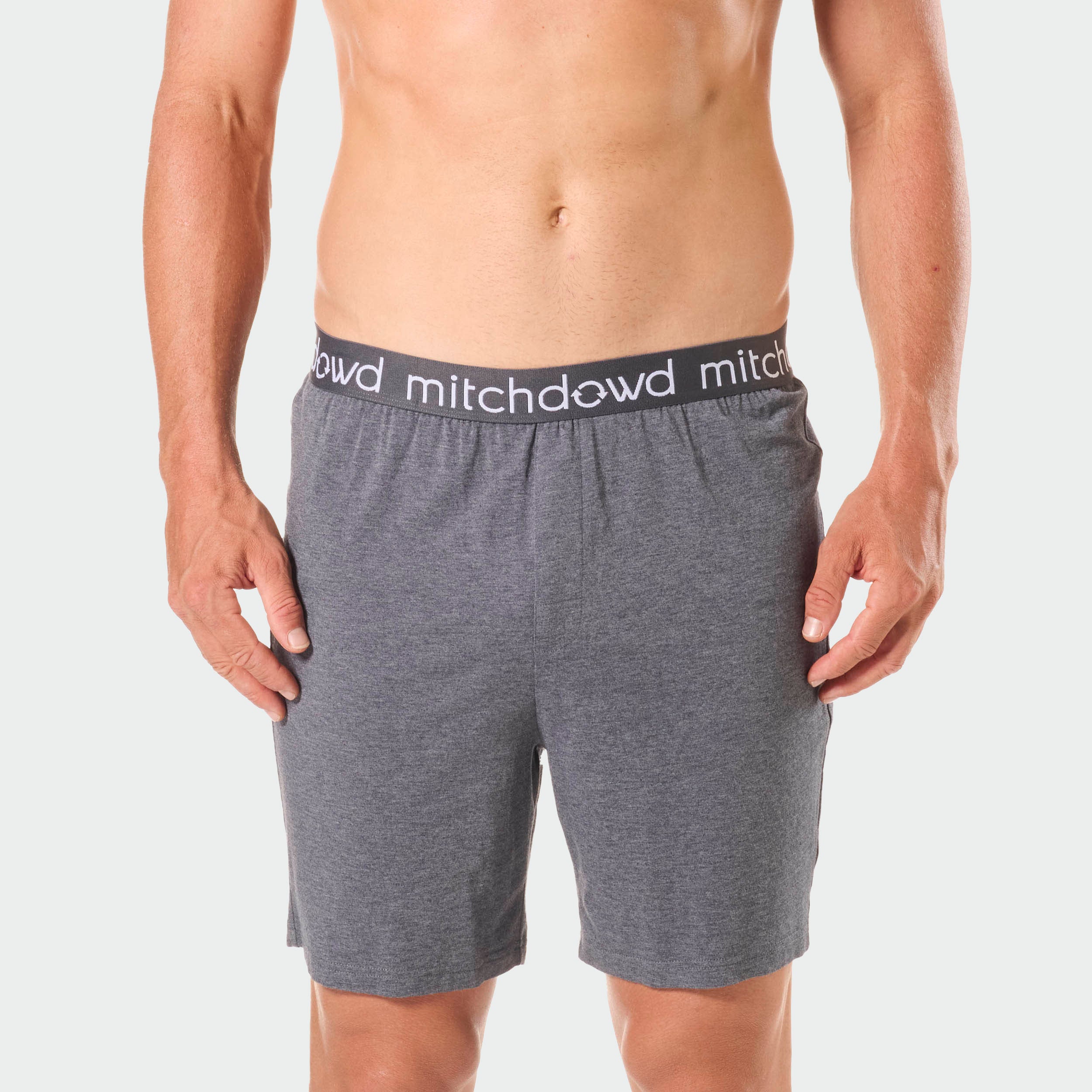 Men's Soft Bamboo Knit Sleep Shorts - Grey Marle | Breathable Lounge Pajama Shorts for Comfortable Sleep & Relaxation at Home