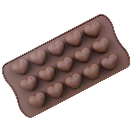 Yiser Heart-Shaped Silicone Baking Mold - 15 Cavity Chocolate Candy Cake Mould for Melting, Baking & Decorating (Brown, Standard Size) | Perfect for Valentine's Day, Birthday Parties & Holiday Treats