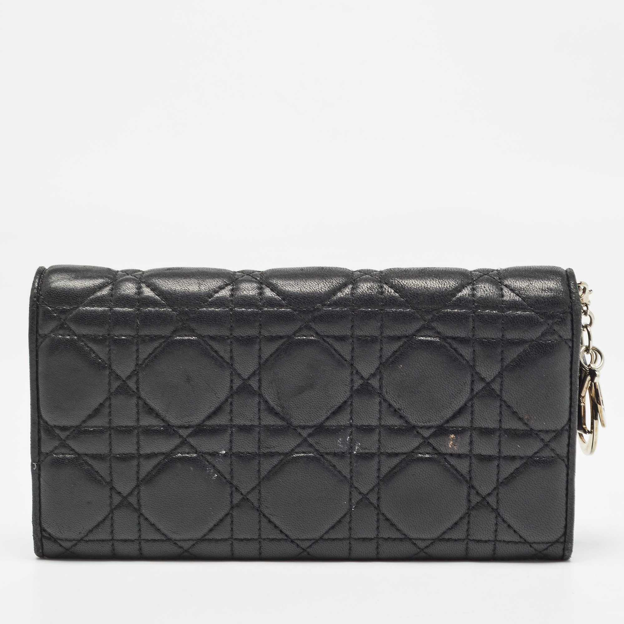 Luxury Black Cannage Leather Women's Continental Wallet - Elegant Designer Clutch for Evening Bags & Formal Occasions