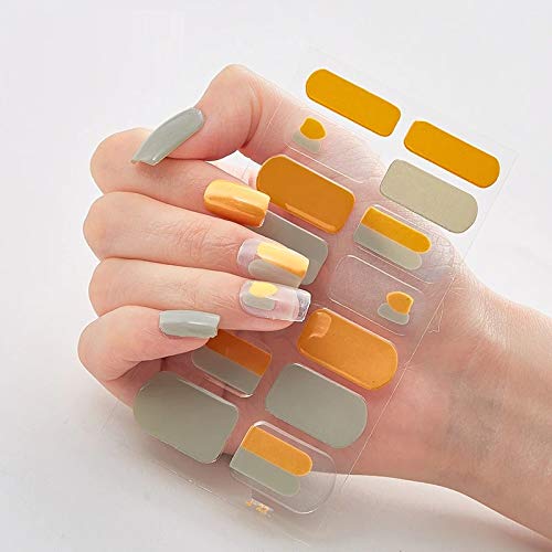 14pcs Glitter Gradient Color Nail Stickers - Full Cover Self-Adhesive Nail Wraps for DIY Nail Art | Waterproof Long-Lasting Nail Polish Decals | Perfect for Parties, Weddings & Everyday Manicures (DQ-22)