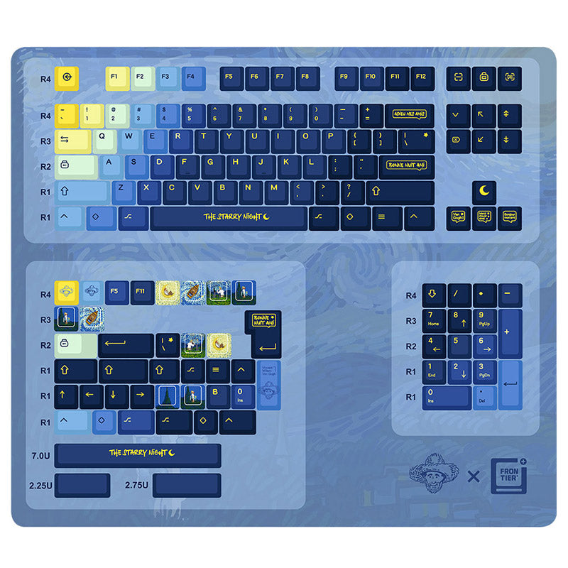 ACGAM The Stars Night Keycaps Set - 104 PBT Double Shot Shine Through Keycaps for Mechanical Keyboards (Cherry MX, Gateron, Kailh) - Perfect for Gaming, Typing & Custom Builds