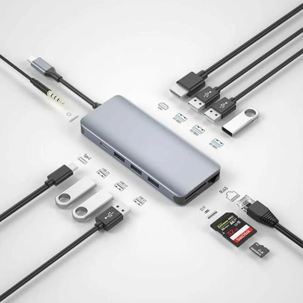 GREEN LION 12-in-1 Multi-Functional USB C Hub with HDMI, Ethernet, SD Card Reader - Perfect for MacBook, Laptop, Tablet & Office Work
