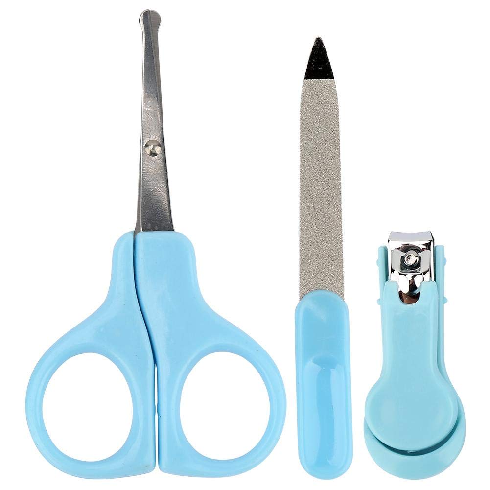 **Baby Nail Clipper Grooming Kit - 3-Piece Manicure Set for Toes & Fingernails Care, Includes Nail Scissors, Clippers & File - Safe for Newborns & Toddlers (Blue) - Perfect for Gentle At-Home Baby Grooming & Travel**
