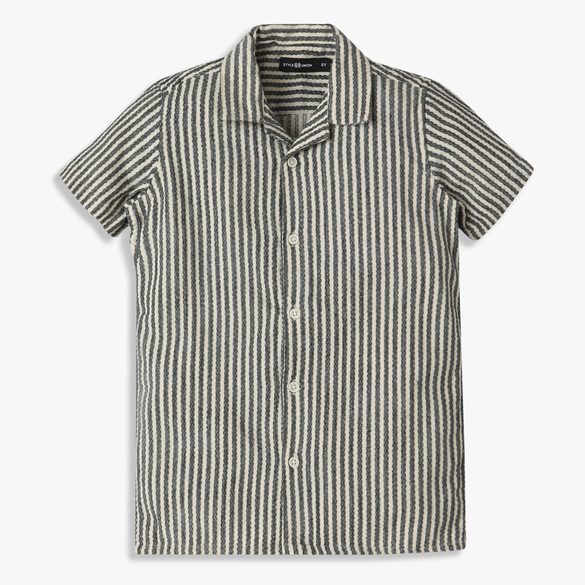 Boys Striped Camp Collar Short Sleeve Shirt - Casual Summer Vacation Beach Wear for Kids