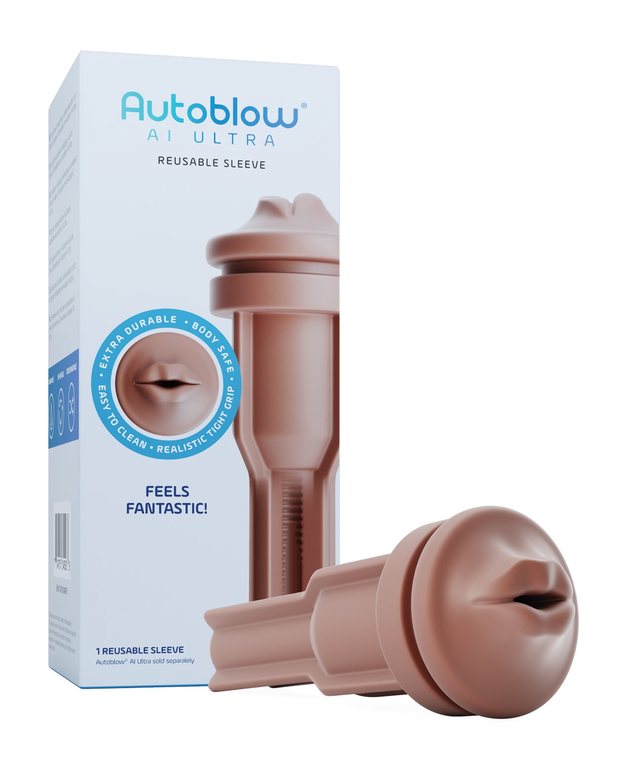 Autoblow AI Ultra Realistic Mouth Sleeve - Lifelike Oral Sex Toy for Men - Brown Flesh Tone - Perfect for Solo Play & Couples Use
