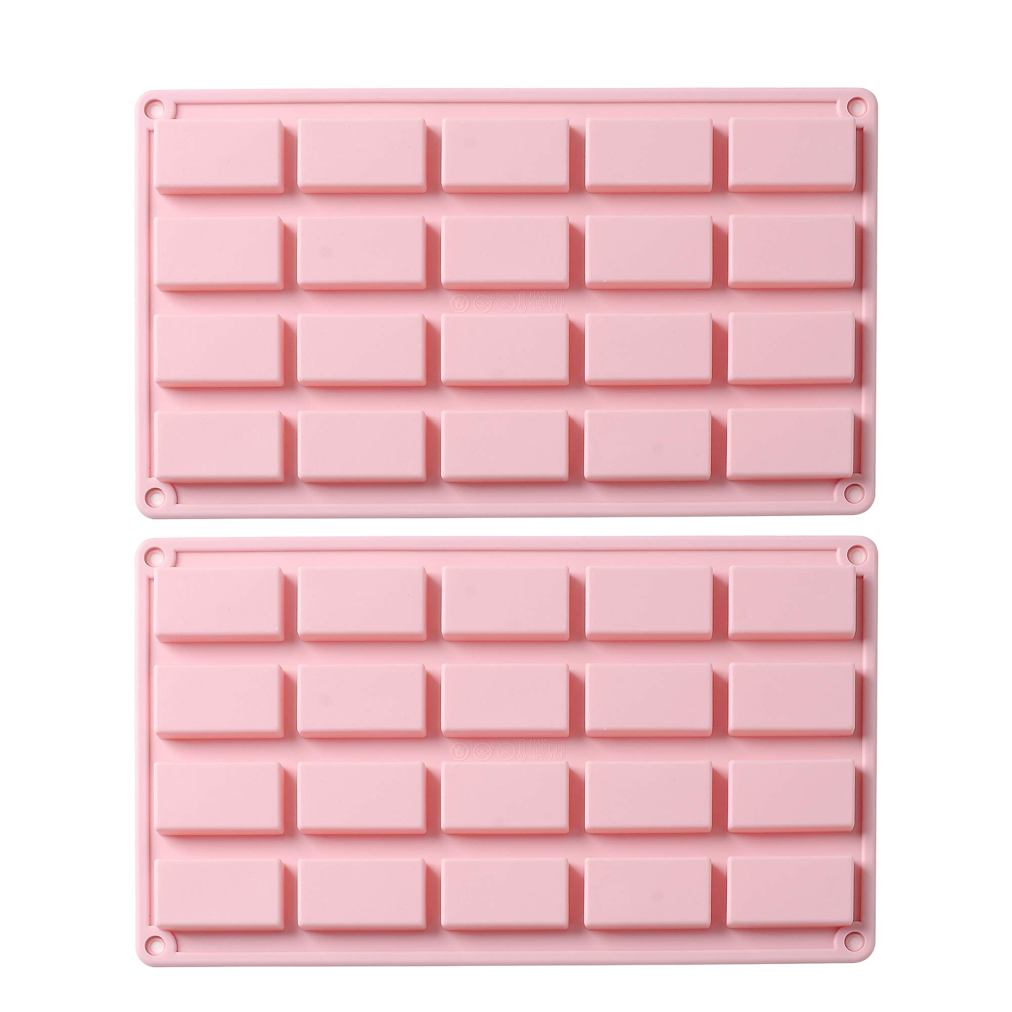 Verdental 2-Piece Rectangle Silicone Candy Molds Set - Non-Stick Chocolate, Gummy, Cake Decorating & Ice Cube Molds (Pink) - Perfect for Baking, Candy Making, DIY Desserts & Party Treats